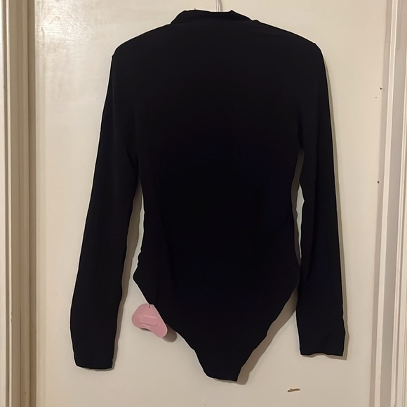 ALGALAROUND Women Double Lined Long Sleeve Bodysuits Cut out Mock Neck - Picture 2 of 5